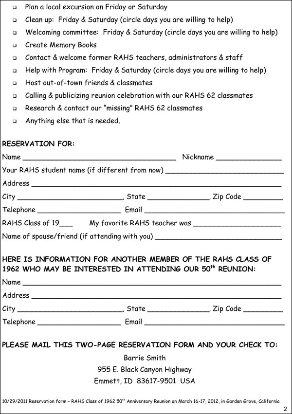 Reservation Form Page 2